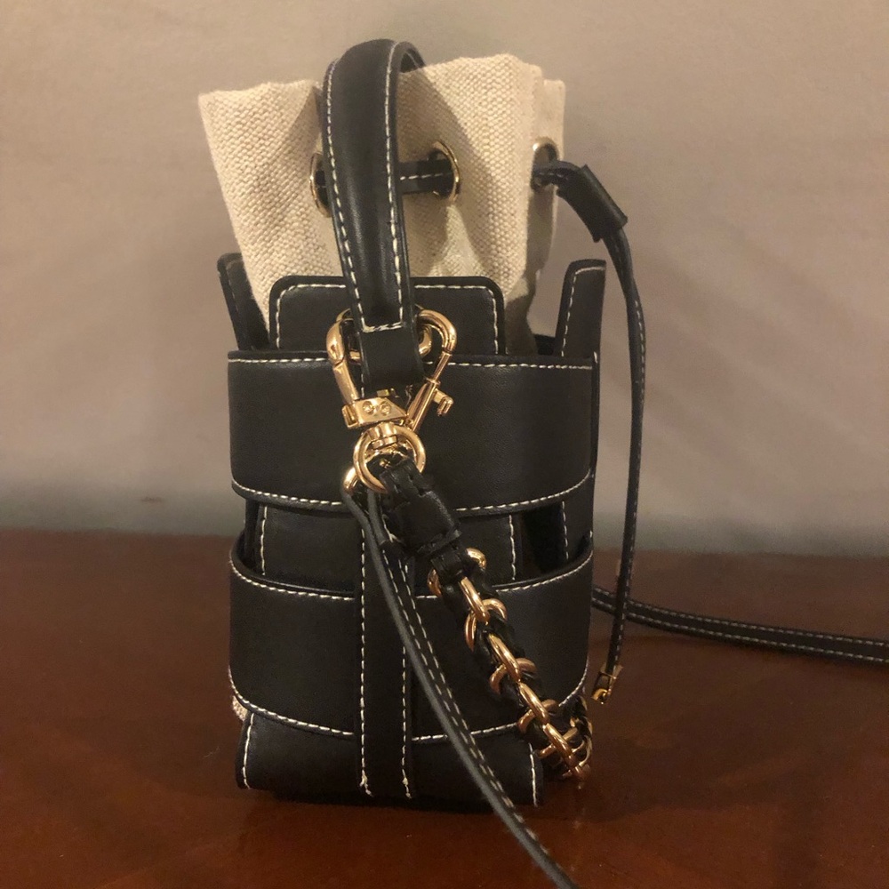 H&M Black Mini Bucket Bag with Cream Canvas Insert - Picture 5 of 9